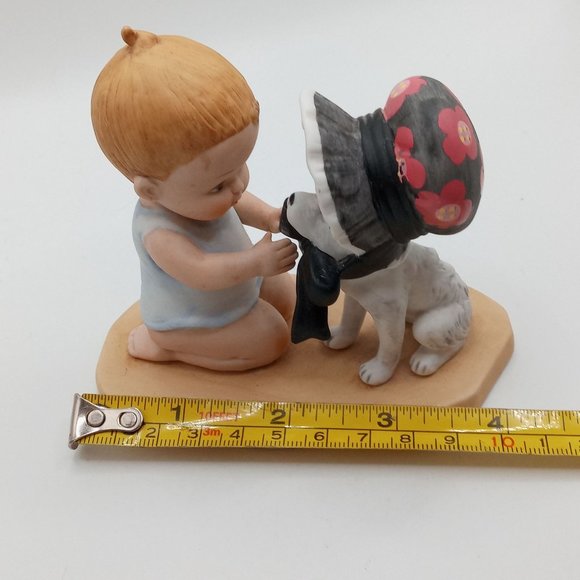 Dog Gone It A Bonnet Figurine Old Heirloom Tradition Vintage Puppy Child - Picture 9 of 11